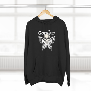 Alternative view of Gothifly White Butterfly Fleece Hoodie Design